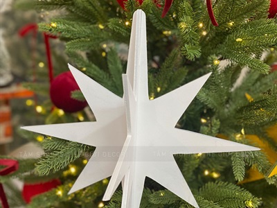 Ngôi sao gỗ 16 cạnh treo đỉnh cây thông Noel - ĐK 30cm PKT-X-07